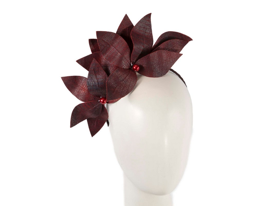 Bespoke burgundy wine flower headband-0